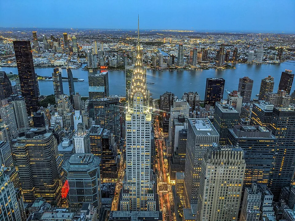 The Chrysler Building and Midtown lit at dusk, seen from SUMMIT One Vanderbilt